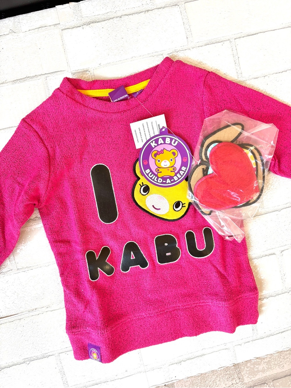 Build-A-Bear Bright Pink KABU Graphic Long Sleeve Pullover Sweatshirt NEW 3T NWT
